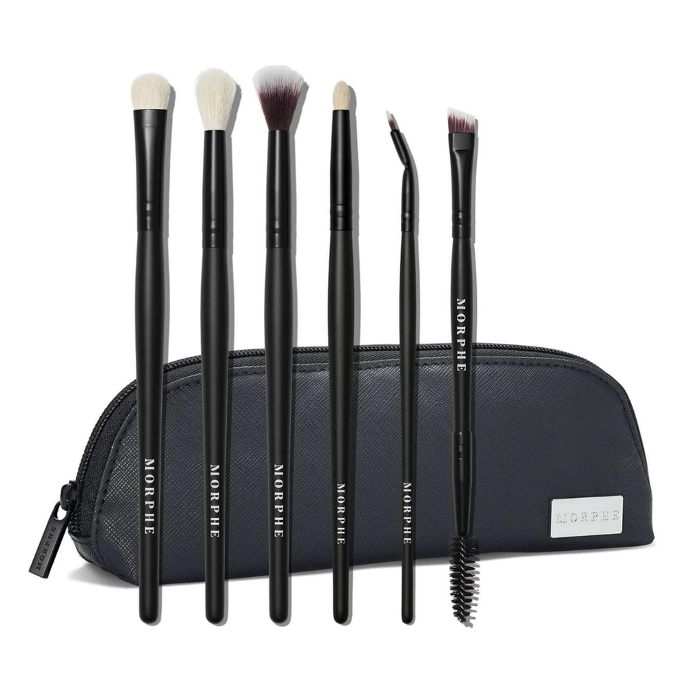 Morphe Eye Stunners 6 Piece Eye Brush Collection + Bag 100% Authentic NEW BNIB